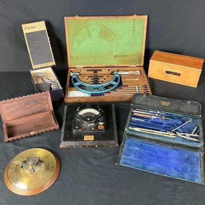 Collection of vintage precision tools instruments
