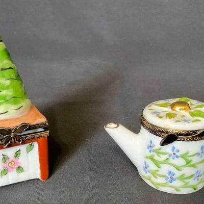 Set of hand painted limoges porcelain boxes