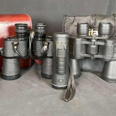 Vintage binocular collection with cases
