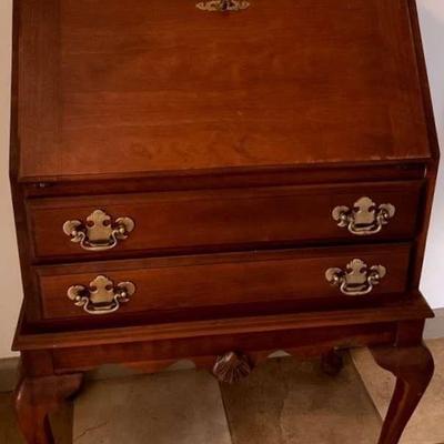 Queen anne style drop front secretary desk