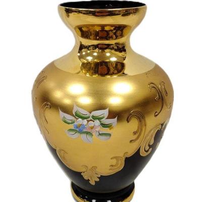 ENAMELED GLASS VASE