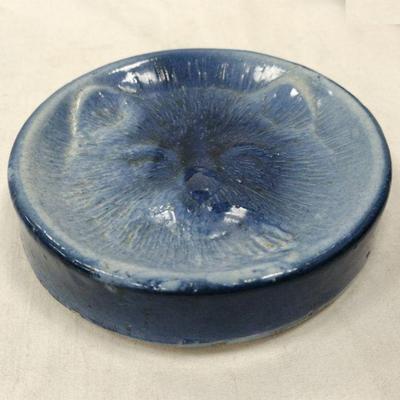 ANTIQUE CLAY CITY POTTERY CAT'S HEAD SOAP DISH