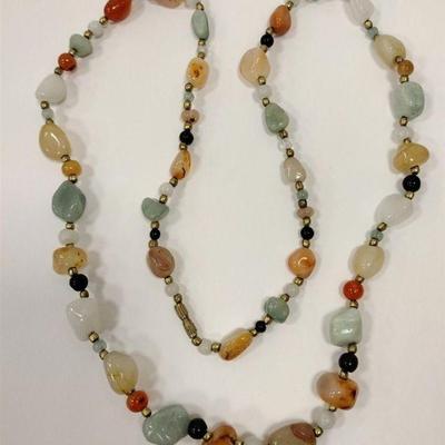 MULTI POLISHED GEM STONE BEAD NECKLACE