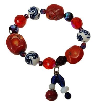 
    Seller
    History

STRETCH BRACELET WITH RED CORAL, FACETED GLASS AND CHINESE BLUE & WHITE PORCELAIN BEADS