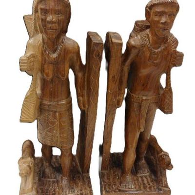 PAIR OF IGOROT TYPE WOOD CARVINGS