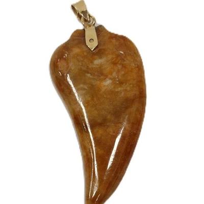 brown jade pendant with 14k