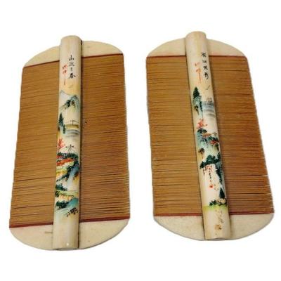 TWO CHINESE LICE COMBS.  HAND PAINTED