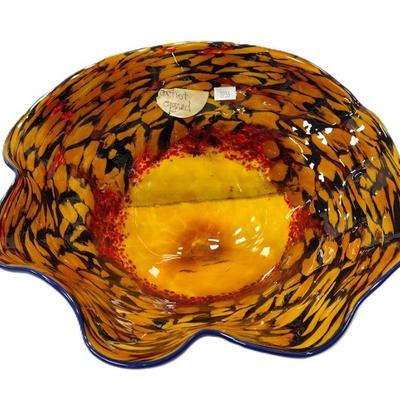 Michael Holberg free form glass bowl.  PNW artist