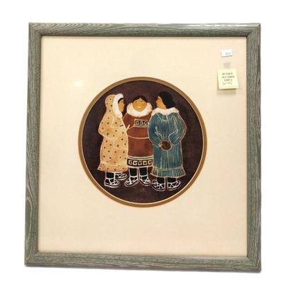 PRINT OF ALASKAN NATIVE WOMEN IN CIRCULAR MATTING