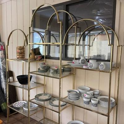 Gold and glass wall unit 