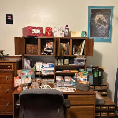 Desk area and supplies 