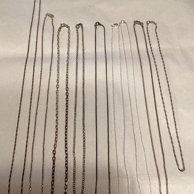MMM078 Nine Sterling Silver Chains