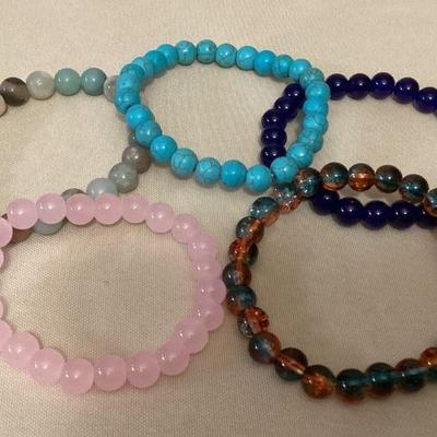 MMM111 Five Polished Stone Bracelets New