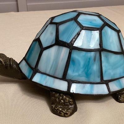 MMM202 Light Blue Slag Glass Tiffany Style Turtle Table Lamp New