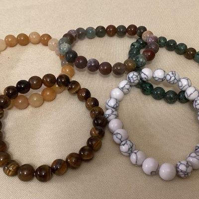 MMM108 Five Polished Stone Bracelets New