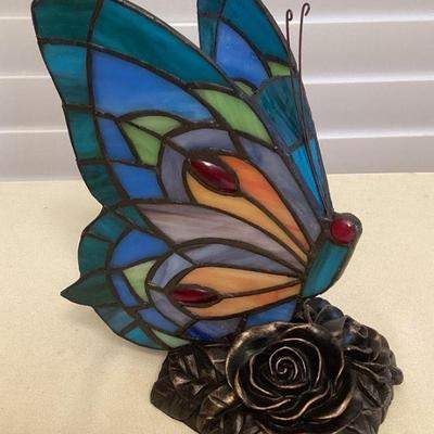 MMM189 Tiffany Style Stained Glass Butterfly Lamp New