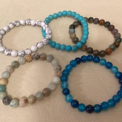 MMM112 Five Polished Stone Bracelets New