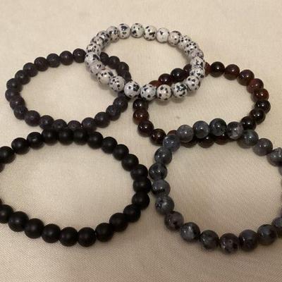MMM109 Five Polished Stone Bracelets New