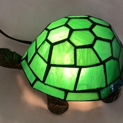 MMM203 Green Slag Glass Tiffany Style Turtle Table Lamp New 