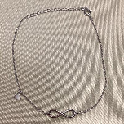 MMM048 Sterling Silver Infinity & Heart Anklet New
