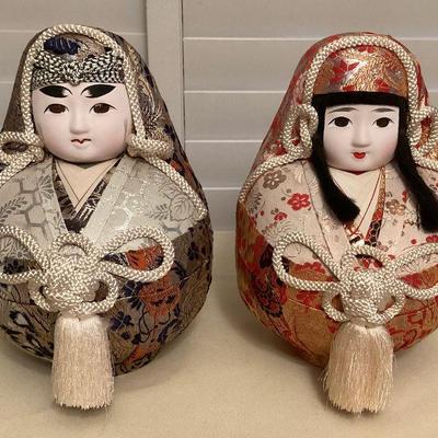 MMM037 Pair Of Vintage Japanese Roly Poly Dolls