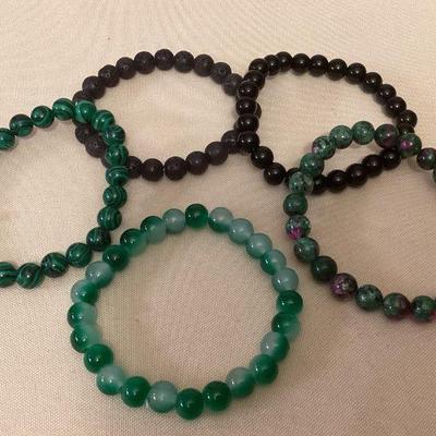 MMM105 Five Polished Stone Bracelets New