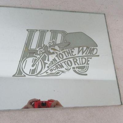 Vintage "Born to the Wind Born to Ride" Harley Davidson Decorative Mirror - 14" x 12" x ¼"