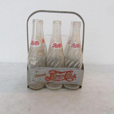 Vintage 1930s Union Prod. Co. Garwood NJ Pepsi-Cola Aluminum 6-Pack Carrier with 6 Bottles
