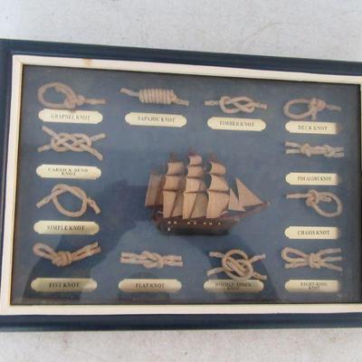 Vintage Nautical Knot Display Shadow Box - 13" x 9" x 1½"