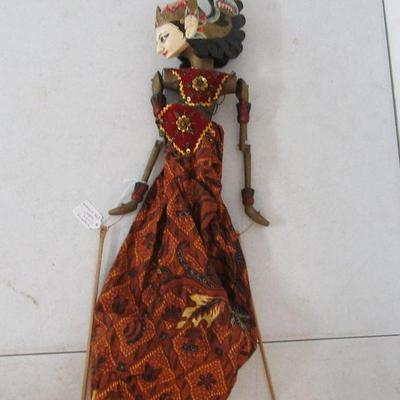 Vintage Hand Crafted Indonesian Wayang Golek Rod Puppet - 20"