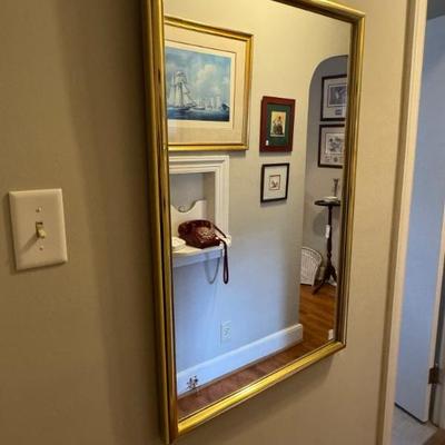 Brass framed mirror by Carolina Mirror Company $99