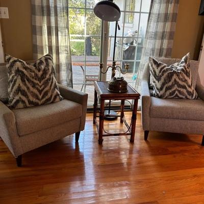 Pair of West Elm arm chairs. Offered at $125 each. 