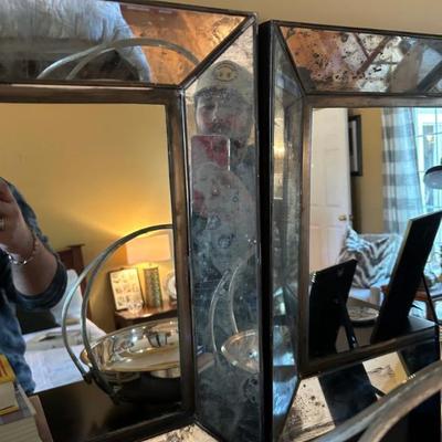 Pair of Crate & Barrel mercury glass mirrors