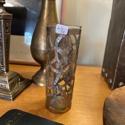 Mexican sterling silver overlay bud vase 