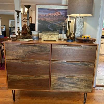 Handsome Reclaimed Wood Six Drawer Chest. Measures 52” wide x 22” deep x 40” tall. Offered at $395