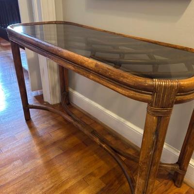 Great vintage old bamboo console table, matching etagere is available.  
