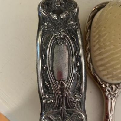 Art Nouveau silver plate dresser brush