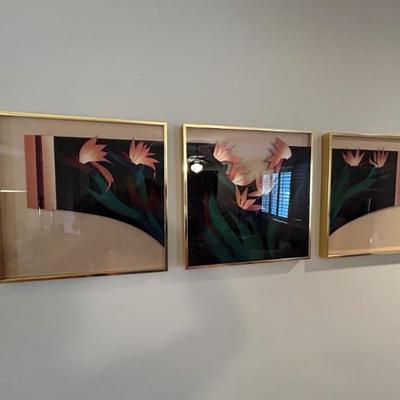 Handmade reverse painted triptych