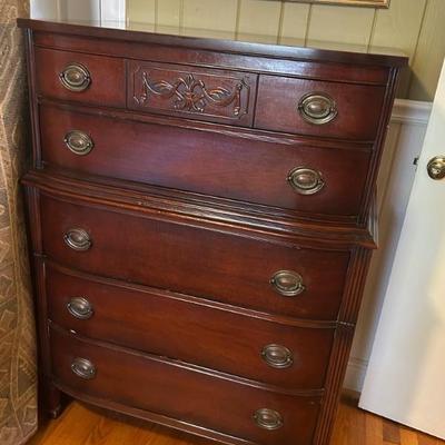 Antique Five drawer Chest.  Measures 48” tall x 36” wide x 20” deep. Offered at $195