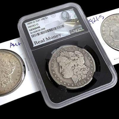 TN139 3 Silver Dollars	1899 graded by NGC, 1891 raw coin and 1921-s raw coin.
