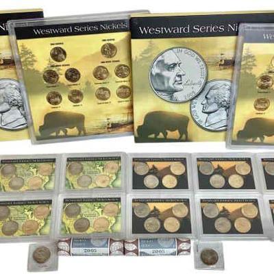 TN117 Rolls Of Jefferson Nickels & Westward Nickel Sets	12 small sets and 2 large sets plus 2 rolls and 2 single coins
