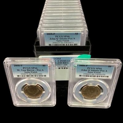 TN221 John Q Adam’s And M. Van Burden PCGS Slabbed $1 Coins
