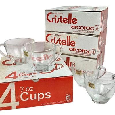 KEKU743 Four Boxes Of Cristelle Arcoroc Glassware	Four boxes of four cups each

