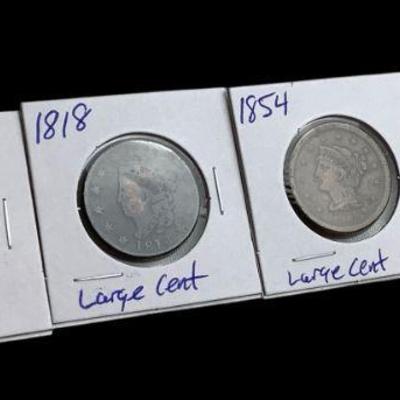 TN170 4 Large Cents, 1803, 1818, 1844 & 1854
