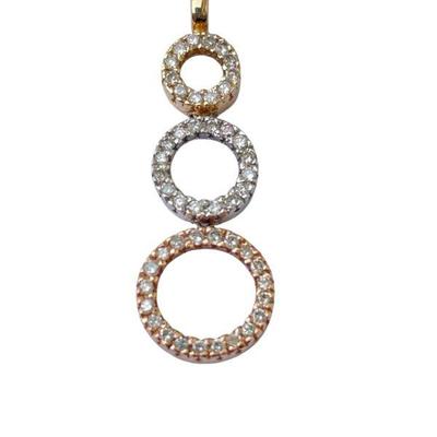 TN240 14k Tri-Tone Gold Diamond Pendant	Yellow, rose & white, gold colors. 
