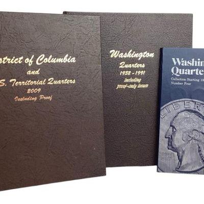 TN113 Three Books Of Washington Quarters	Washington quarters brown book half full
