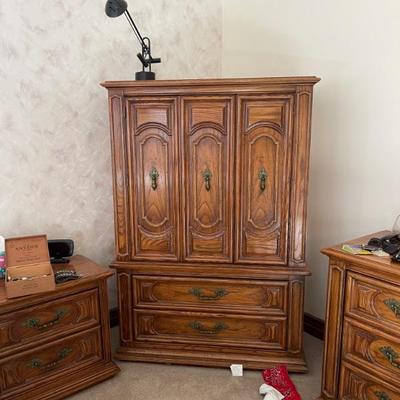 Armoire with matching dresser and end tables 