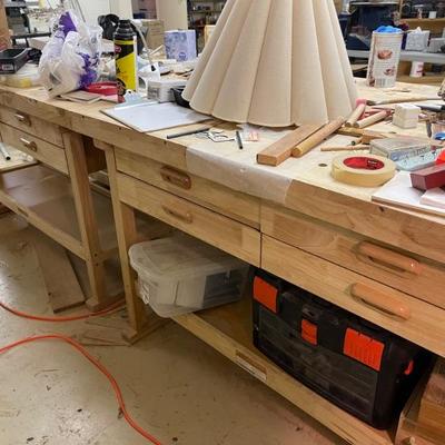 Workshop benches make a good island 