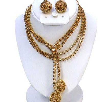 MID CENTURY NECKLACE AND SCREW BACK EARRING SET