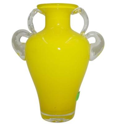 Vintage Yellow Cased Glass Vase